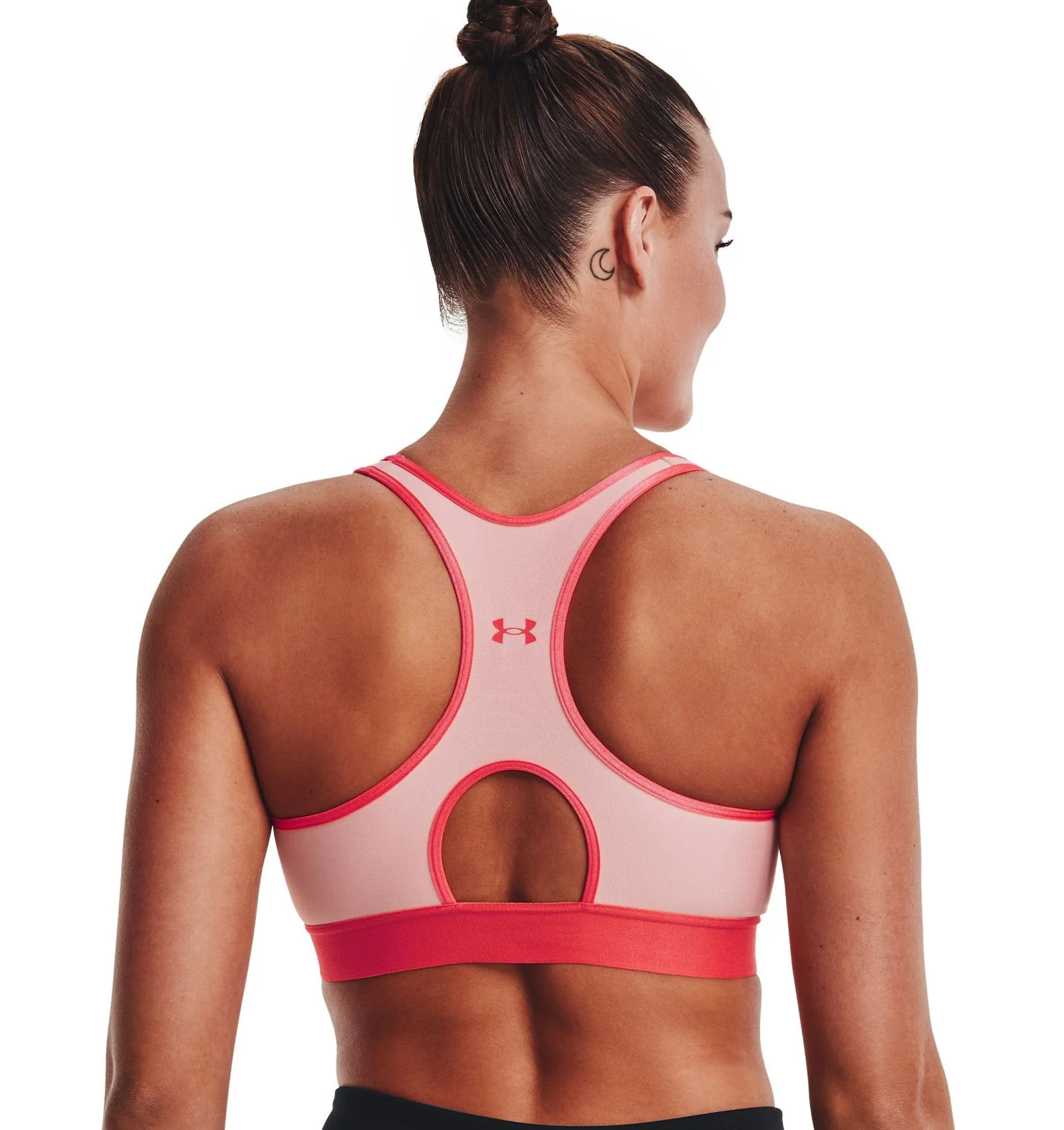 Under Armour Womens HeatGear Mid Keyhole Sports Bra - Pink - Image 2