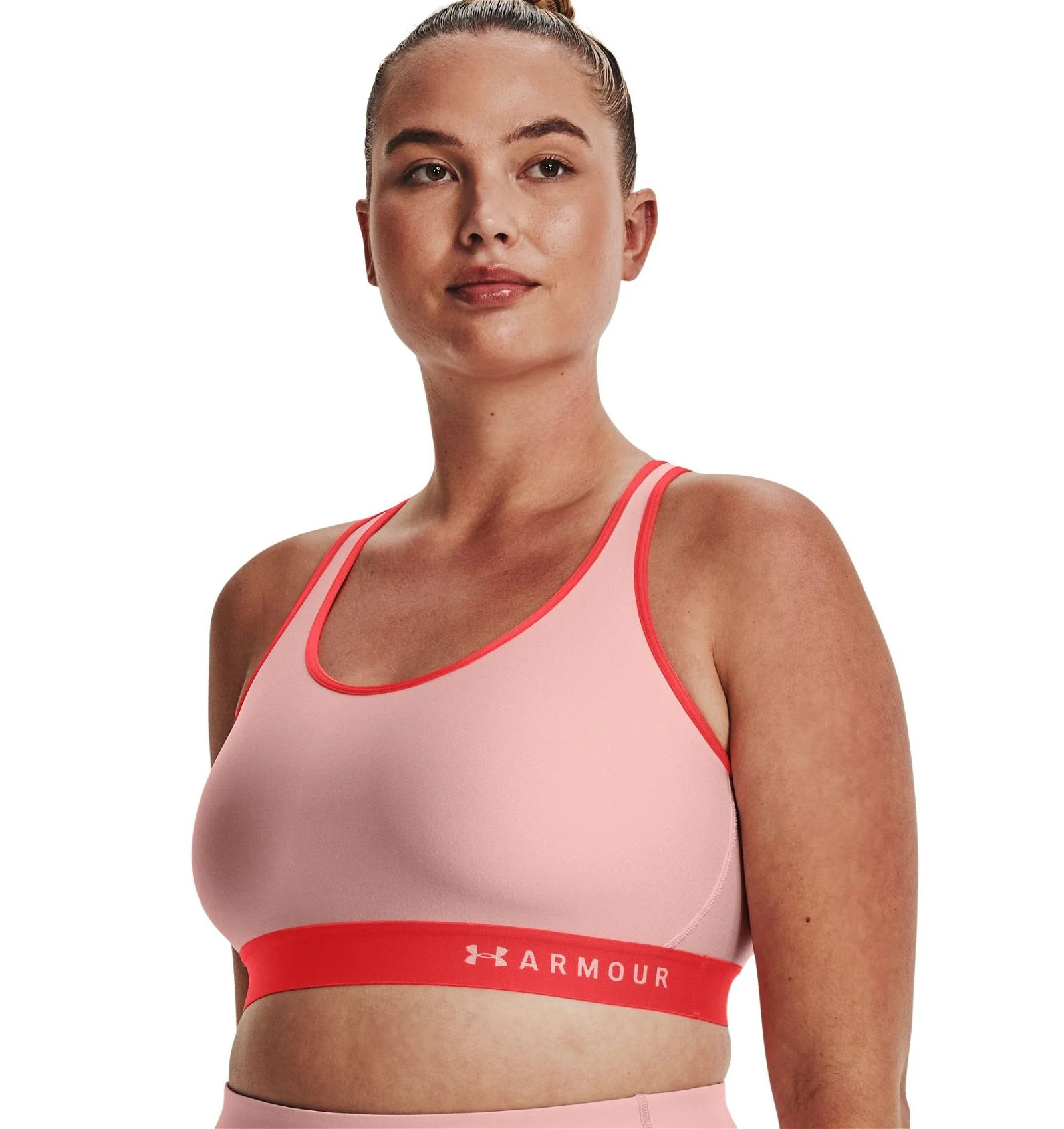 Under Armour Womens HeatGear Mid Keyhole Sports Bra - Pink - Image 3