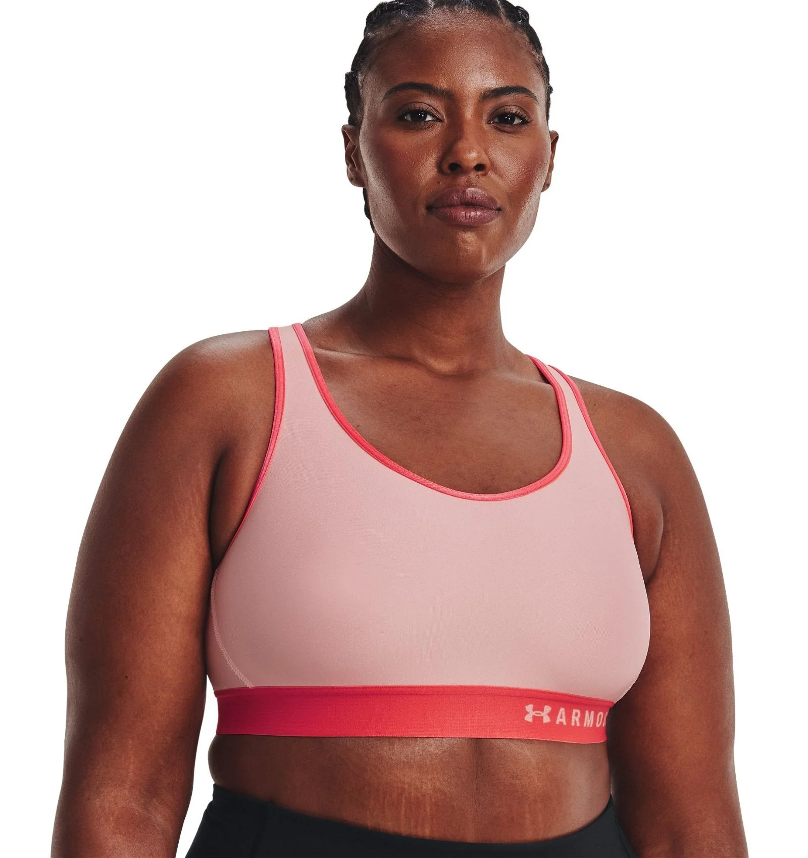 Under Armour Womens HeatGear Mid Keyhole Sports Bra - Pink - Image 4