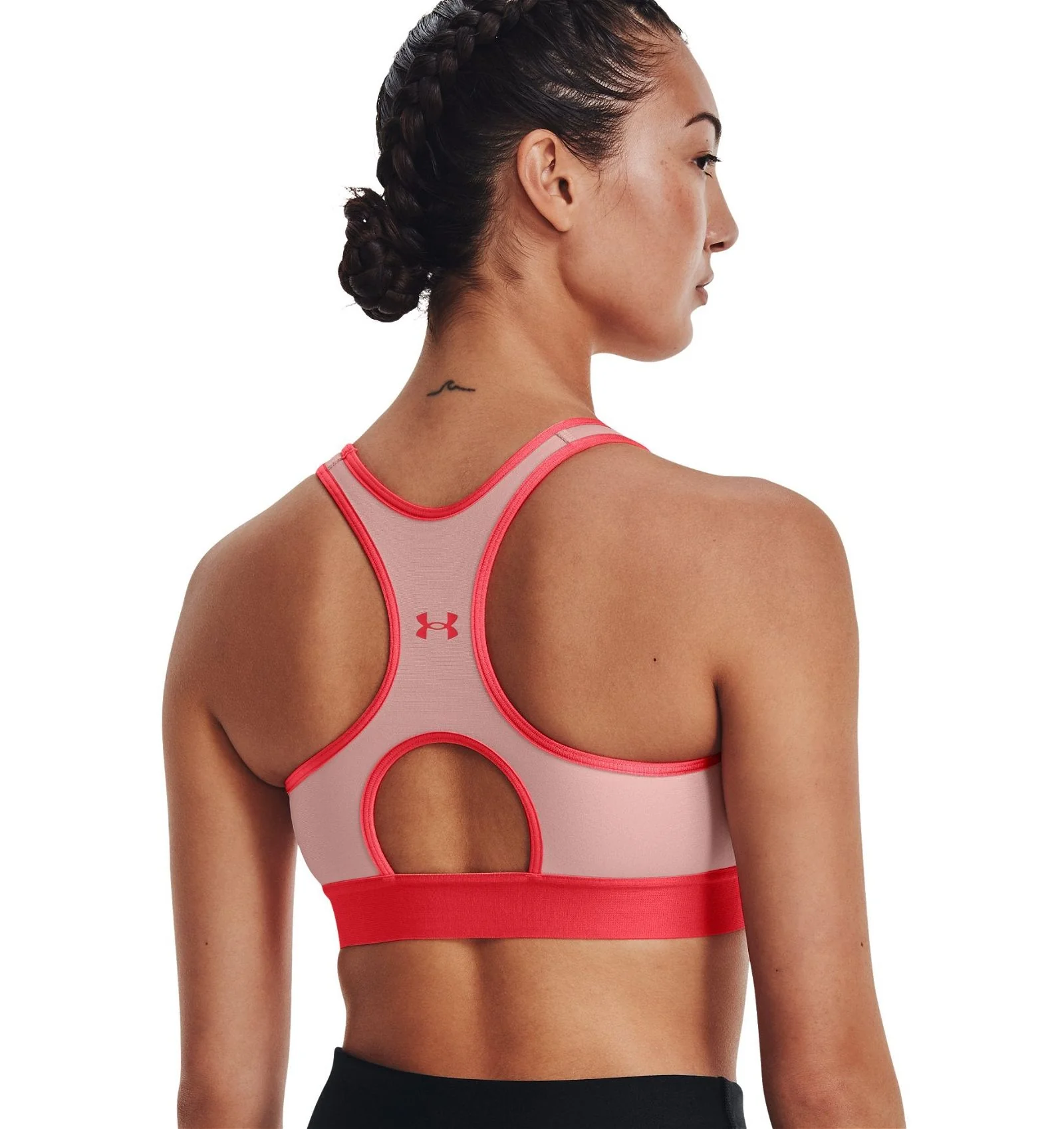 Under Armour Womens HeatGear Mid Keyhole Sports Bra - Pink - Image 5