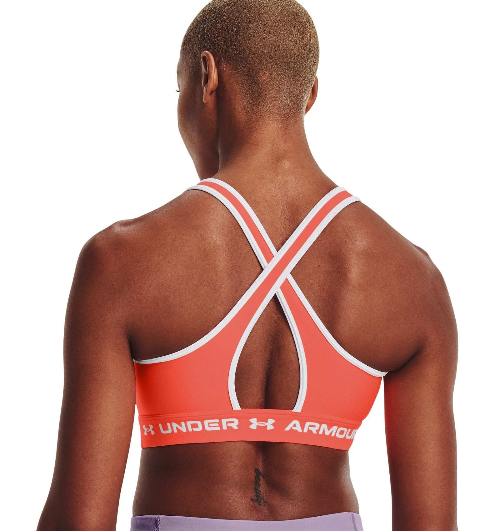 Under Armour Women's Mid Crossback Sports Bra - Orange - Image 3