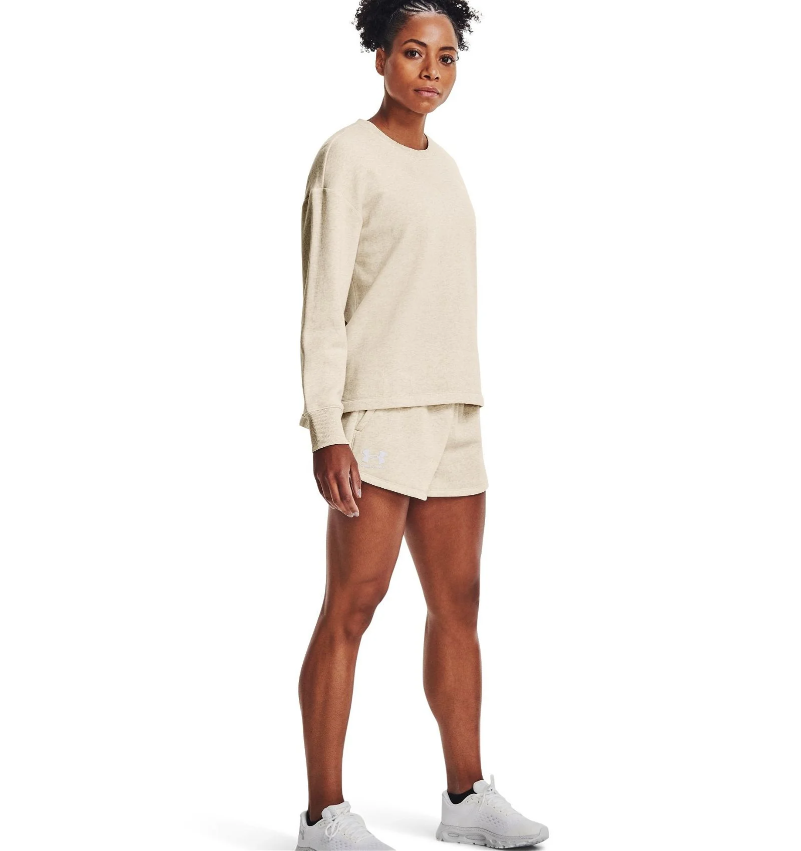 Under Armour Women's Rival Fleece Shorts - Oatmeal - Image 5