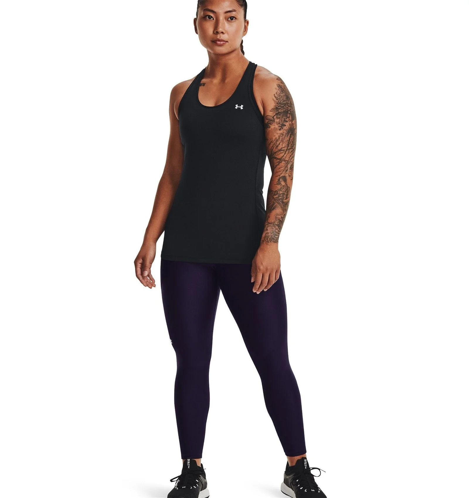 Under Armour Womens Training Heat Gear Ankle Length Leggings Tights - Purple - Image 3